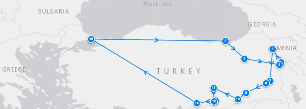 Eastern Turkey Explorer route map